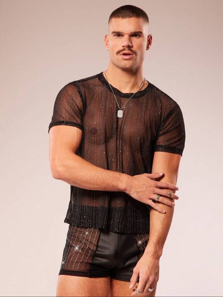 Men's Mesh & PU Rhinestone Embellished Casual Night shoot